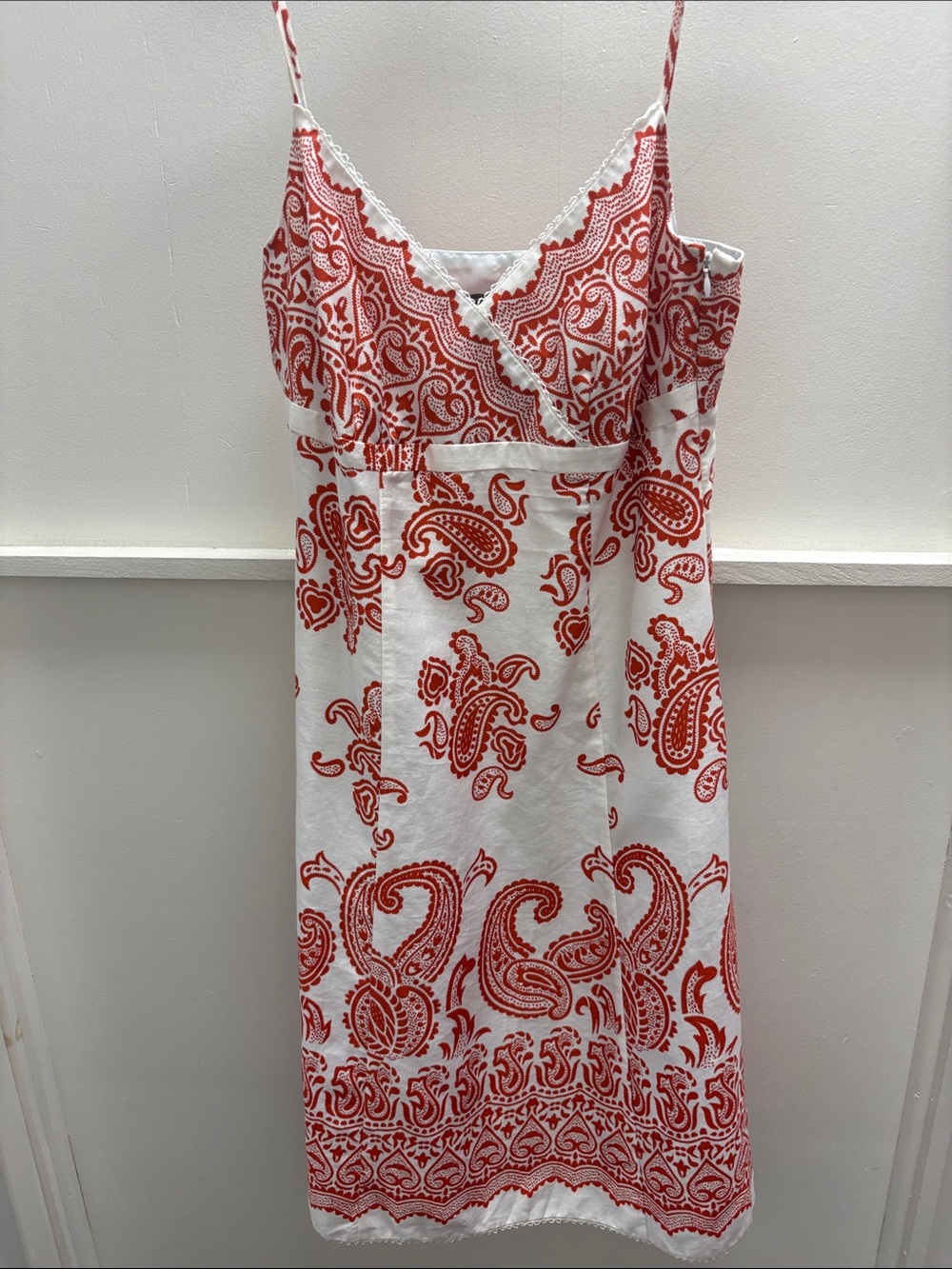 Ann Taylor White and Red Paisley Slip Dress